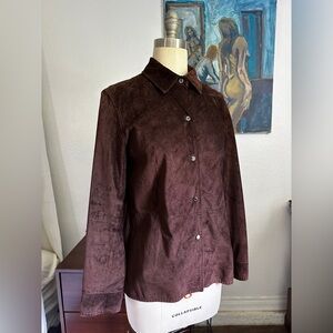 Siena Studio Chocolate Brown Suede Button-Front Jacket